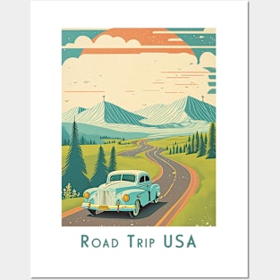 Retro Vintage Road Trip USA Posters and Art